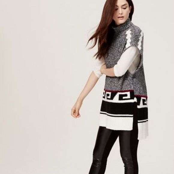 LOFT Sweaters - LOFT, Grey, Sleeveless Turtleneck Layering Tunic, sz XS/S